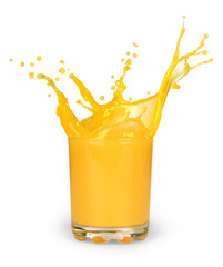 Fototapeta na wymiar Orange juice splash on a white background. Vector. Mesh
