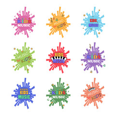 Kids Music Logo Set - Vector Illustration, Graphic Design. For Web, Websites, App, Print, Presentation Templates, Mobile Applications, Promotional Materials