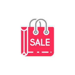 Sale, shopping bag icon vector, filled flat sign, solid colorful pictogram isolated on white, logo illustration