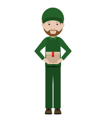 body messenger with sealed small box vector illustration