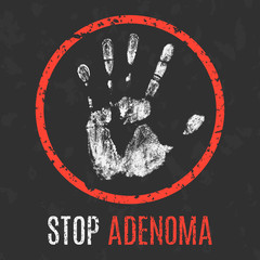 Vector illustration. Human diseases. Stop adenoma.