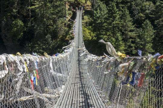 front side of Hillary Suspension Bridge, Everest region, Nepal