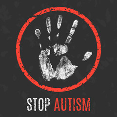 Vector illustration. Human diseases. Stop autism.