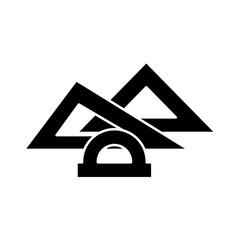 black silhouette rules for drawing and protractor vector illustration