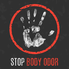 Vector illustration. Human diseases. Stop body odor.