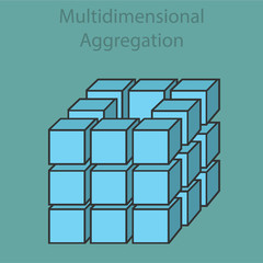 Multidimensional aggregation 3d, vector illustration flat design