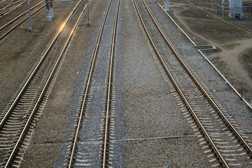 Naklejka na ściany i meble Railway Track at Train Station