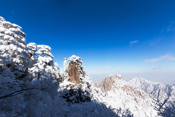 snow scene on huangshan mountain