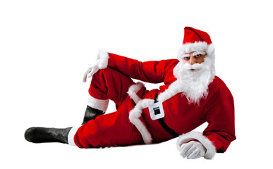 Santa Claus lying on a white background
