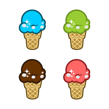 Ice Cream Colorful Illustration - Vector Logo Icon