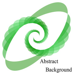 Green Transparent Spirals Converging to the Center.Ecological Logo Element. Elliptical Design Element. Vector Illustration.