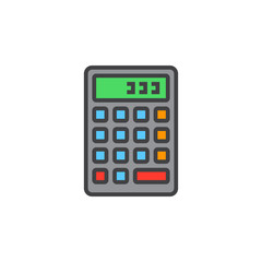 calculator line icon, filled outline vector sign, linear colorful pictogram isolated on white. logo illustration