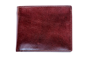 men's wallet brown color made of genuine leather isolated on a w