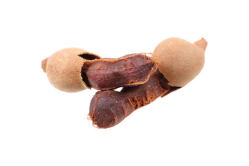 peeling tamarind isolated on white