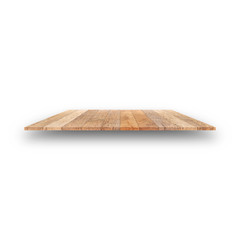 Empty top of wooden shelf or counter isolated on white backgroun