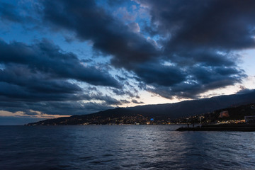 The city of Yalta at sunset. Crimea, Russia