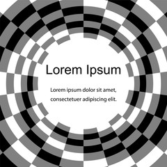 Vector Illustration. Monochrome Spirals of the Rectangles.Template for Fliers, Banners, Badges, Posters, Stickers and Advertising Actions. Abstract Background.