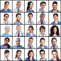 Large collection of doctors faces