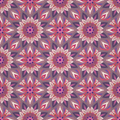 Ornate floral seamless texture, endless pattern with vintage mandala elements.