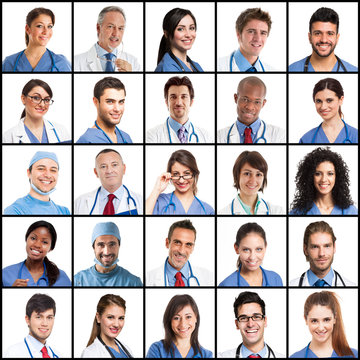 Large collection of doctors faces