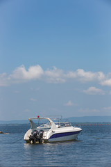 luxury yacht in the sea. speed boat