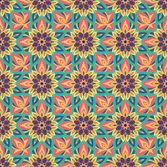 Ornate floral seamless texture, endless pattern with vintage mandala elements.