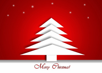 Navidad, felicitación, árbol, fondo rojo luminoso