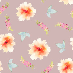 Seamless pattern with flowers watercolor