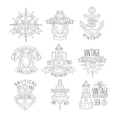 Vintage Sea Collection Black And White Emblems