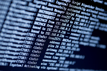 server configuration command lines on a monitor - obrazy, fototapety, plakaty