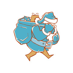 Vector Illustration of Santa Claus carrying sack full gifts