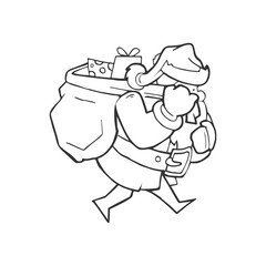 Vector Illustration of Santa Claus carrying sack full gifts