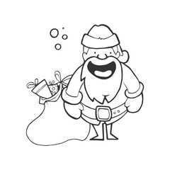 Vector Illustration of Santa Claus carrying sack full gifts
