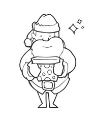 Vector Illustration of Santa Claus with gifts in his hand
