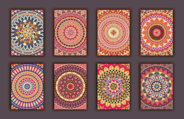 Collection retro cards. Ethnic backgrounds. Card of invitation.