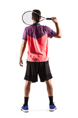 Tennis players back rear view