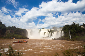 tourist boat at Iguazu falls