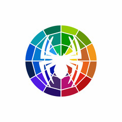 Spider and Web Colorful - Vector Logo Icon
