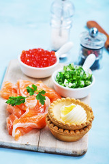 tartalets with seafood