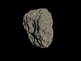One meteorite isolated on black. Render.