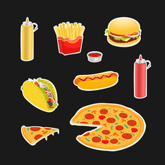 Set Symbols Fast Food Vector Illustration