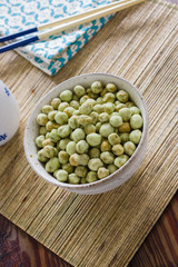Wasabi peas a Japanese snack made with roasted peas coated with wasabi seasoning