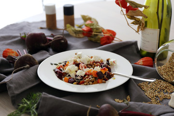 Autumn dinner / Buckwheat with roasted beetroot and pumpkin
