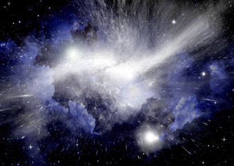 Stars, dust and gas nebula in a far galaxy