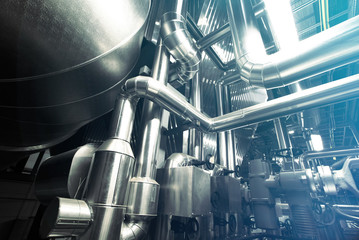 Industrial zone, Steel pipelines, valves and ladders