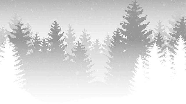 Verschneiter Wald im Winter - Grau