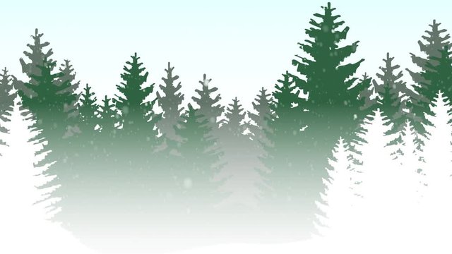 Verschneiter Wald im Winter - Grün