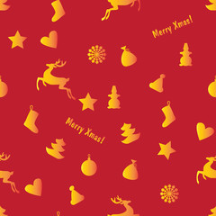 red seamless Christmas Background - reindeer, snowflakes, Christ