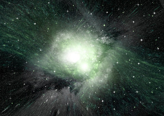 Stars, dust and gas nebula in a far galaxy