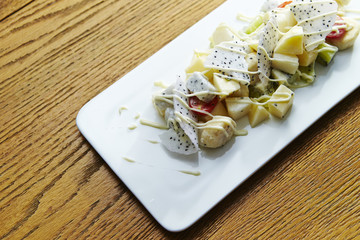 Apple and dragon fruit salad